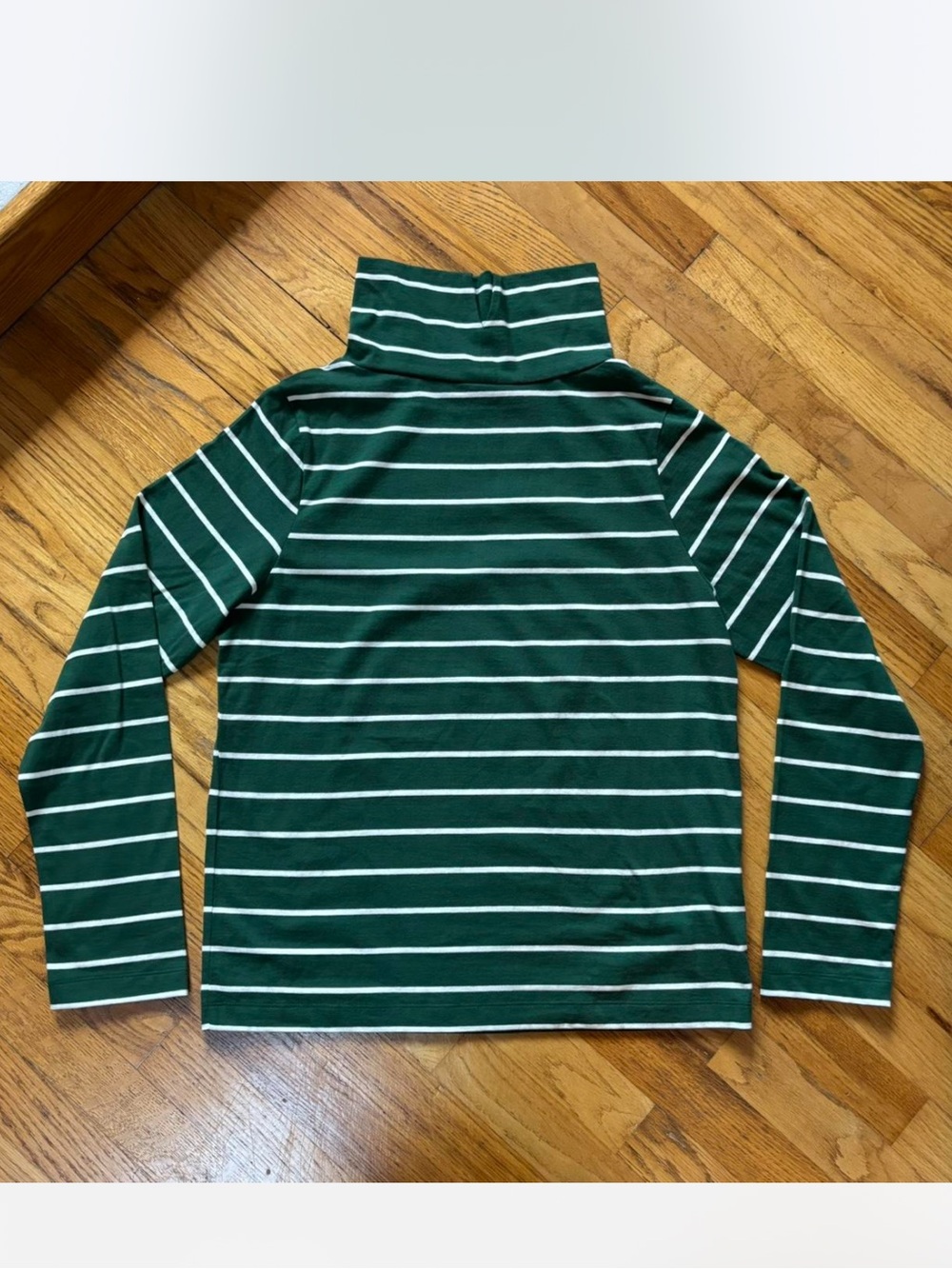 Beaumont organic Striped Mock-Neck Long Sleeve Top - Green organic cotton size L